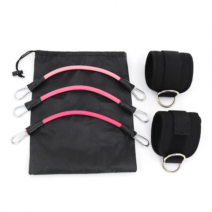 TPE Resistance Bands Ankle Straps Fitness Set D-Ring Support Ankle Cuffs Yoga Gym Equipment Guard Leg Strength Safety Extensions